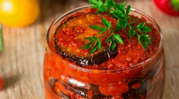 консервація баклажани з помідорами 